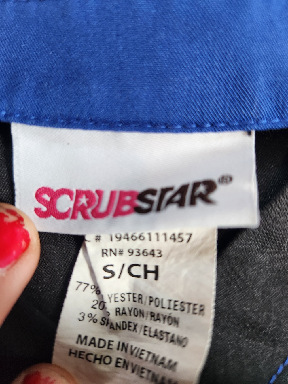Scrubstar Black Top with Royal Blue Lining - Picture 2 of 2